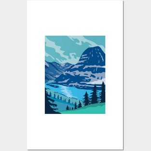 Glacier National Park and Kintla Lake in Montana United States WPA Poster Art Color Posters and Art